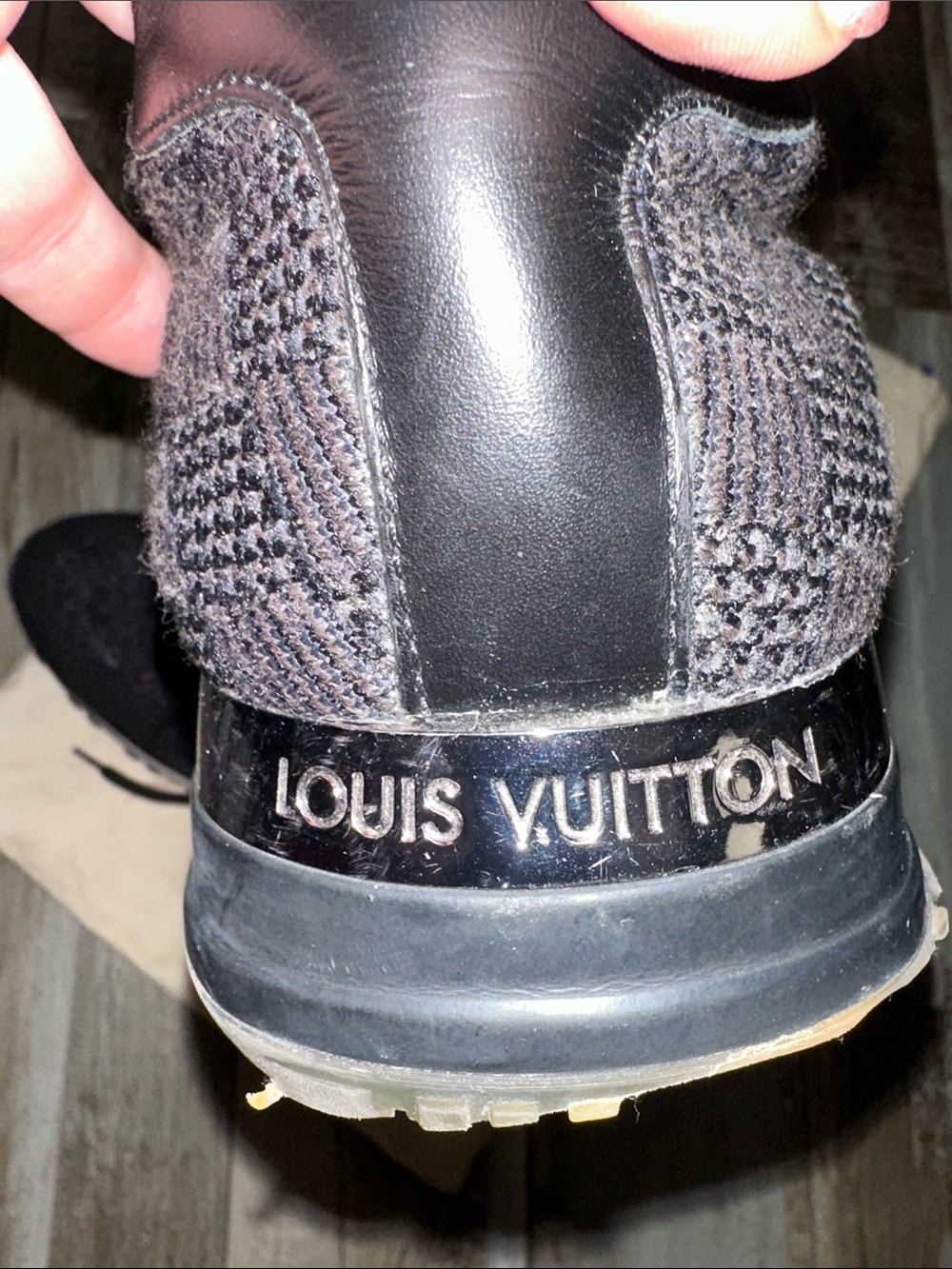 Louis Vuitton Black Knit Low-Top Sneakers with White Inner Trim - Picture 8 of 10